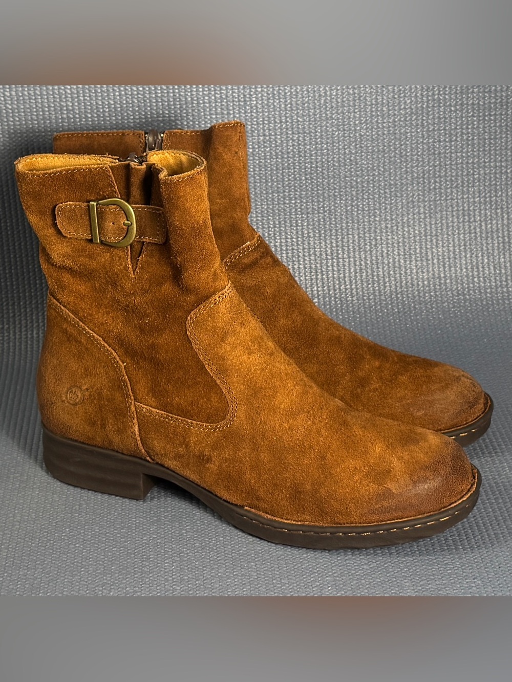 Børn Women’s Brown Suede Buckle Zip Ankle Boots Size 9